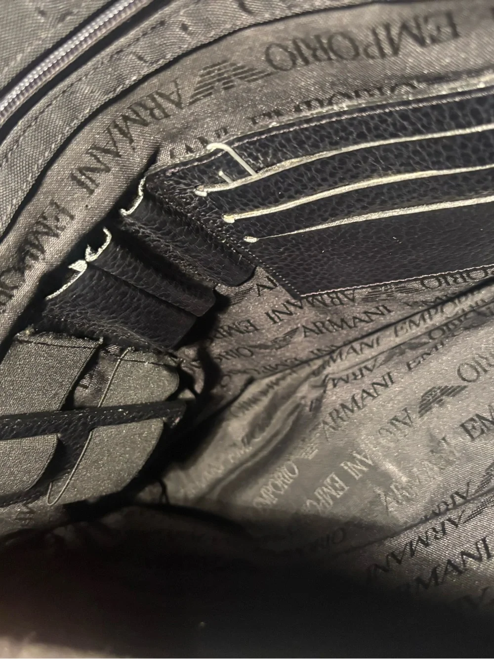 A Vintage Leather & Nylon Emporio Armani Messenger Crossbody Bag